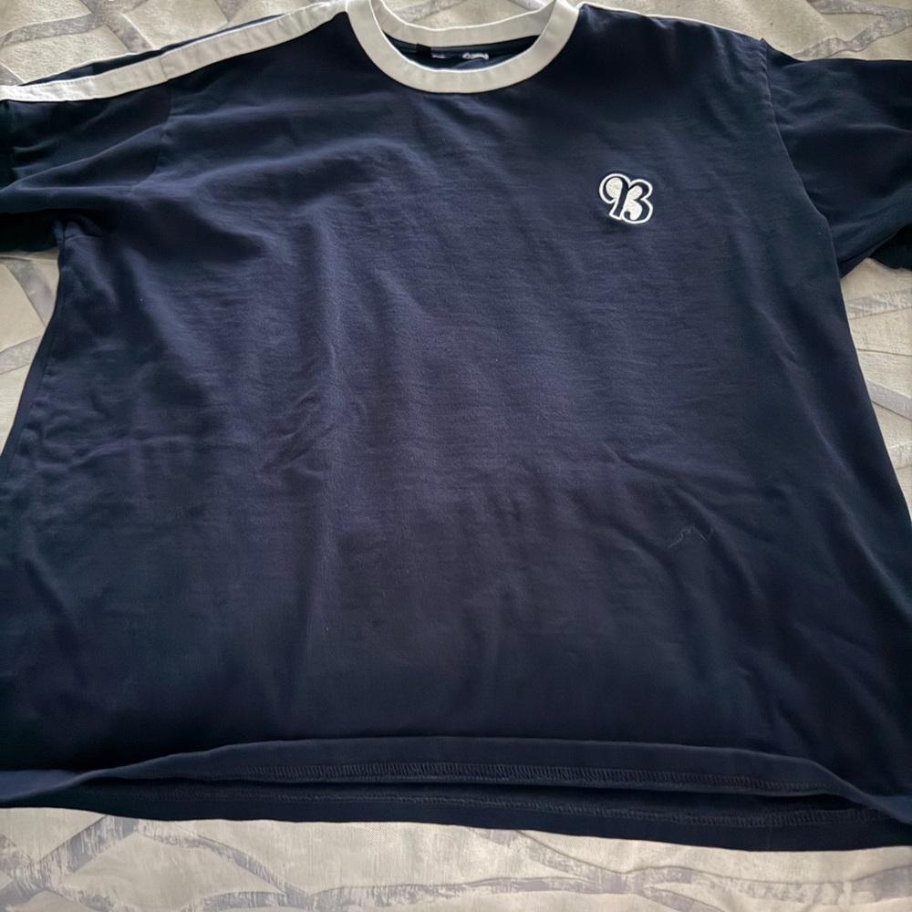 Navy Blue Crop T-Shirt with B Logo